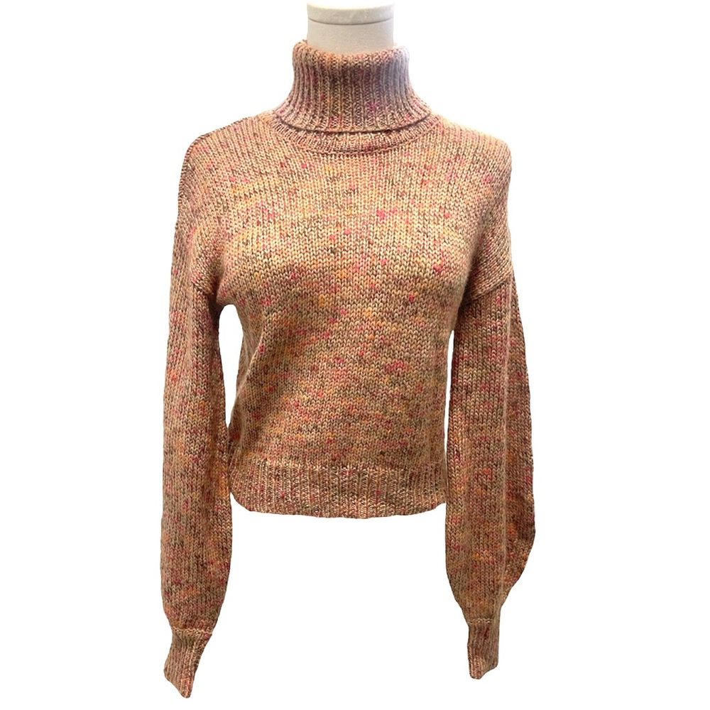 Intermix Terrazzo Turtleneck Wool Cotton Sweater Colorful Speckled PETITE boho‎